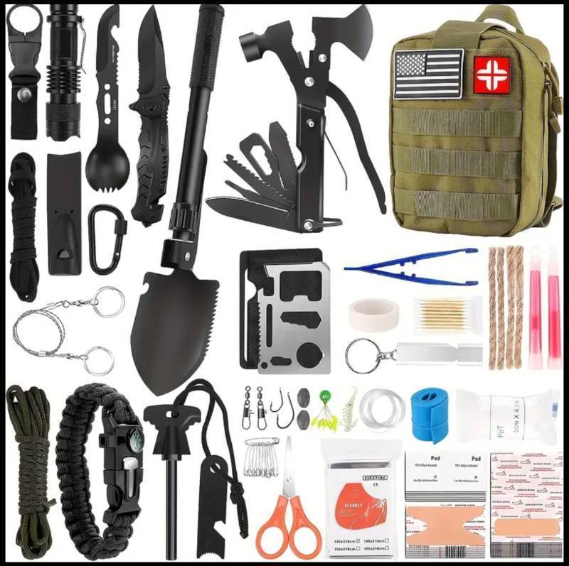 lot 18L image: Brand New 142 in 1 Survival Gear Kit - Camping, Emergency, Hiking, Outdoor and Wilderness