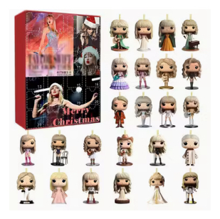 lot 29C image: Taylor Swift Advent Calendar, 24 Collectible 2D Hanging Figures - Brand New