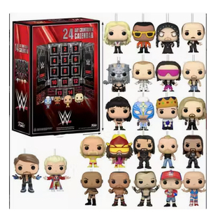 lot 34D image: WWE Wrestling Advent Calendar, 24 Collectible 2D Hanging Figures - Brand New