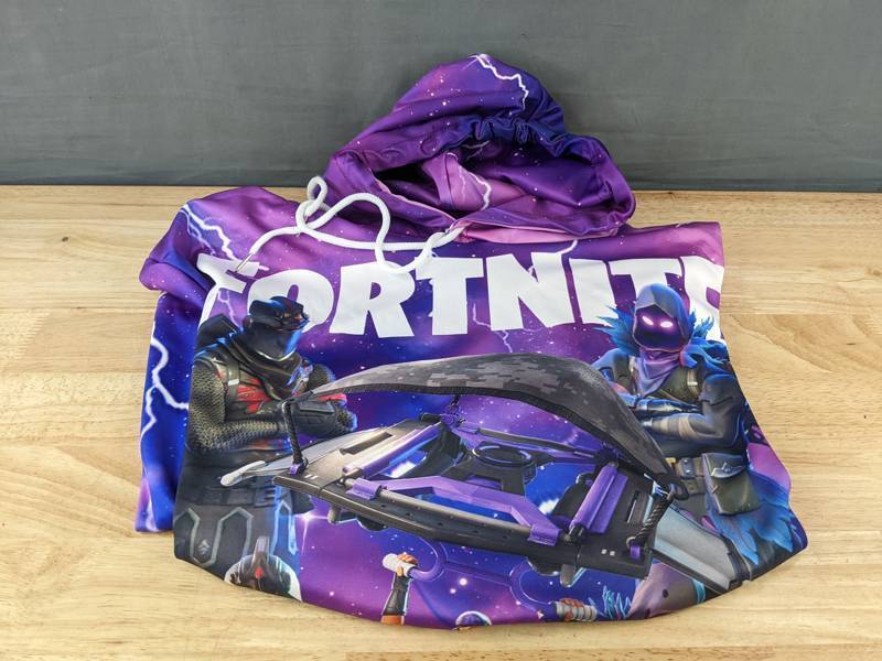 lot 81N image: Fortnite Teen Loose Adult XL Hoodie, Purple - Brand New