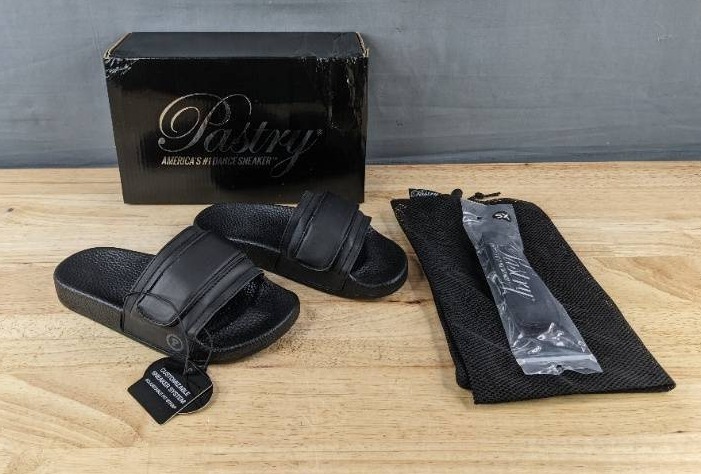 lot 60P image: Pastry Recovery Slide Black Sandals, Kids Size XXS - Brand New