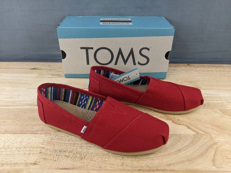 lot 31L image: TOMS Alpargata Red Canvas Shoes, Womens Size 6.5 - Brand New