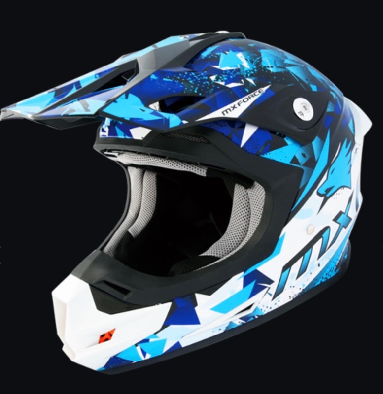 lot 3B image: MX Force MHS39 Jet Motocross Helmet - Blue & White - Adult Size Medium - Brand New