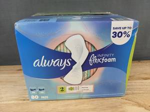 lot 231 image: 80 Always Infinity FlexFoam Pads Heavy Flow Size 2 Unscented - Brand New