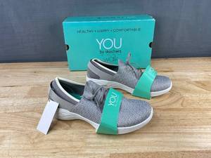 lot 236 image: Skechers YOU Ladies Knit Slip On Shoes Size 10 Grey - Brand New
