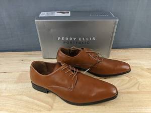 lot 94T image: Perry Ellis Portfolio Mens Brown Dress Shoes Size 11.5 - Brand New