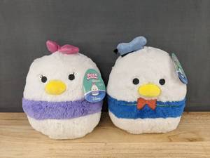 lot 98T image: Disney FuzzAMallows Squishmallows Donald and Daisy Duck Plush Set - Brand New