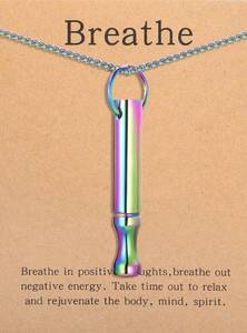 lot 151 image: Stainless Steel Mindfulness Breathing Necklace Pendant - Brand New