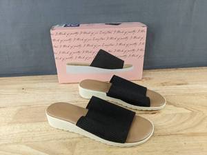 lot 185 image: Kensie Ellie Black Slide Sandals US 8 Ladies - New
