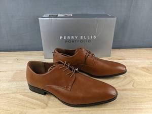 lot 47K image: Perry Ellis Portfolio Mens Brown Dress Shoes Size 11 - Brand New