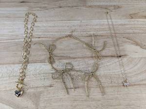 lot 196 image: 3 Fashion Jewelry Necklaces Bow, Heart, Butterfly - Brand New