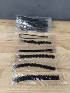 lot 198 image: 42 Black Lace Choker Necklaces - Brand New