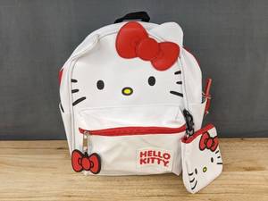 lot 60K image: Hello Kitty Faux Leather Backpack and Coin Purse, White - Brand New