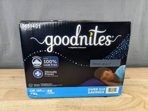 lot 112T image: 40 Goodnites Nighttime Underwear XXL 120-165 lbs - Brand New