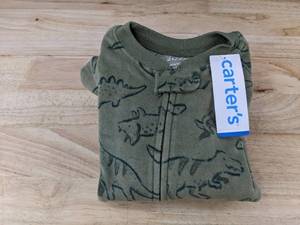 lot 593 image: Carters Fleece Dinosaur Print Footie Pajama, Green Size 2T - Brand New