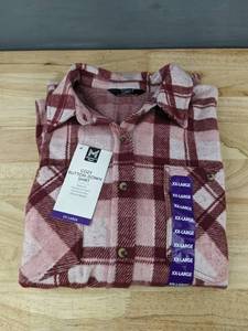 lot 646 image: Members Mark Womens Cozy Button-Down Shirt XXL Red Pink Plaid - Brand New