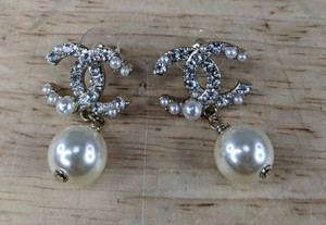 lot 180T image: Brand New Pierced Earrings with Crystal Accents and Pearl Drops - Brand New