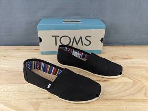 lot 104M image: TOMS Womens Alpargata Black Canvas Shoes Size 7 - Brand New