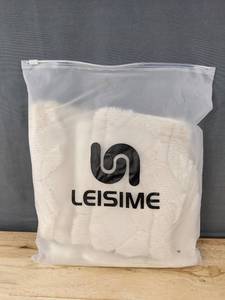 lot 684 image: LEISIME Cream Soft Chenille Pillow Covers 16x16, Set of 2