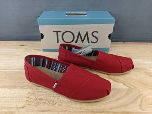 lot 174M image: TOMS Alpargata Red Canvas Shoes, Womens Size 7 - Brand New