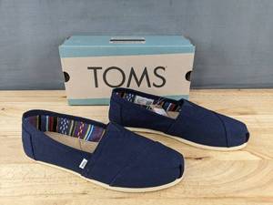 lot 134M image: TOMS Alpargata Navy Canvas Shoes Womens Size 6.5 - Brand New