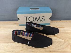 lot 44M image: TOMS Alpargata Black Canvas Shoes, Womens 10 - Brand New