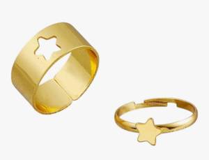 lot 32L image: Resellers Paradise 28 Adjustable Gold Color Couple Rings, Star Design - Brand New