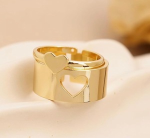lot 57L image: Resellers Dream 44 Adjustable Gold Color Couple Rings, Heart Design - Brand New