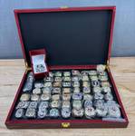 NFL Football Super Bowl Championship Ring Set - 59 Rings in Beautiful Display Case with Lombardi Trophy Packers Chiefs Raiders Patriots 49ers Brady Favre Namath Montana Mahomes Eagles - Brand New *I