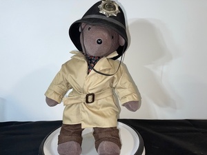 lot 21 image: Plush Teddy Bear in British Police Uniform and Trench Coat