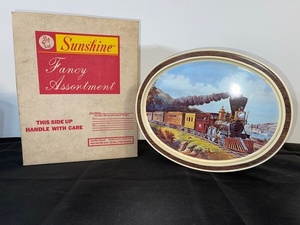 lot 22 image: Set of 2 Vintage Sunshine Fancy Assortment Cookie Tins with Train Art