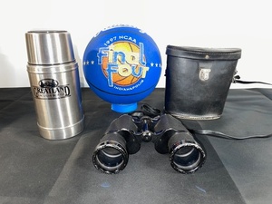lot 43 image: Sports Enthusiast Lot Greatland Vacuum Bottle, 1997 NCAA Final Four Basketball, Binoculars with Case