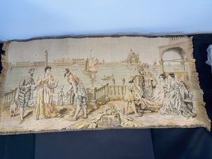 lot -A-85 image: Antique Venetian Scene Tapestry Over 125 Years Old, 39 Inches Wide