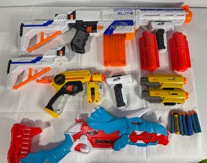 lot 99 image: Nerf Blaster Lot with Retaliator Elite, Dinosaurs, Accessories and Foam Darts