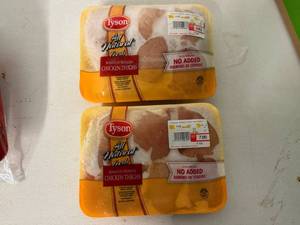 lot 117 image: L. 2x Tyson Boneless Skinless Chicken Thighs