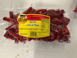 lot 129 image: K. 2lbs Abbyland Beef Stick Ends & Pieces-Frozen