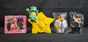 lot 30 image: Vintage Collectibles Lot Barbie Tin, Care Bear Star Figure, and Camel Figures
