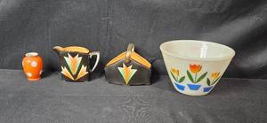 lot 35 image: Collection of 4 Vintage Hand-Painted Porcelain Pieces Inc Occupied Japan