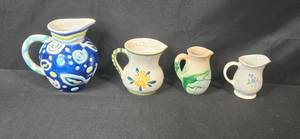 lot 44 image: Set of 4 Decorative Vintage Pottery Pitchers - Relpo, Nemadji, Art Pottery