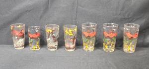 lot 52 image: Set of Vintage Tall Glasses with Game Bird Designs