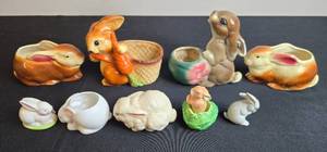 lot 57 image: Collection of Vintage Ceramic and Porcelain Bunny Figurines and Planters