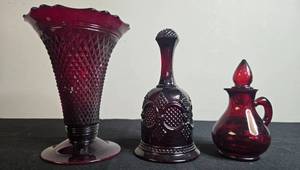 lot 109 image: Set of Vintage Cape Cod Ruby Red Glass Collectibles - Inc Avon