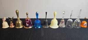 lot 151 image: Collection of Vintage Decorative Bells - Glass, Brass, Porcelain & More