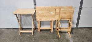 lot 164 image: Set of 4 Wood Folding TV Trays with Stand