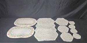 lot 174 image: Collection of Vintage Cannon Placemats and Handmade Loop Crochet Table Mats