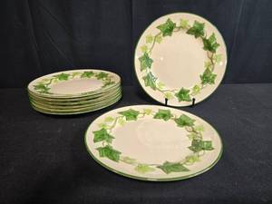 lot 180 image: Set of Franciscan Ivy Pattern Dinner Plates, Made in California