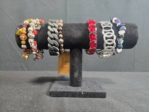lot 209 image: Set of Assorted Fashion Stretch Bracelets Including Monet and Beaded Styles - display not inc