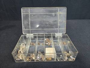 lot 216 image: Assorted Vintage Jewelry Repair Parts and Cufflinks in Organizer Box