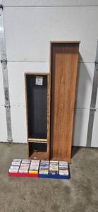 lot 221 image: Wooden Media Storage Tower and Shelf with Collection of Cassette Tapes