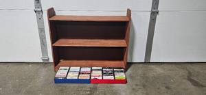 lot 226 image: Wooden 2-Shelf Display Unit with 27 Assorted Cassette Tapes